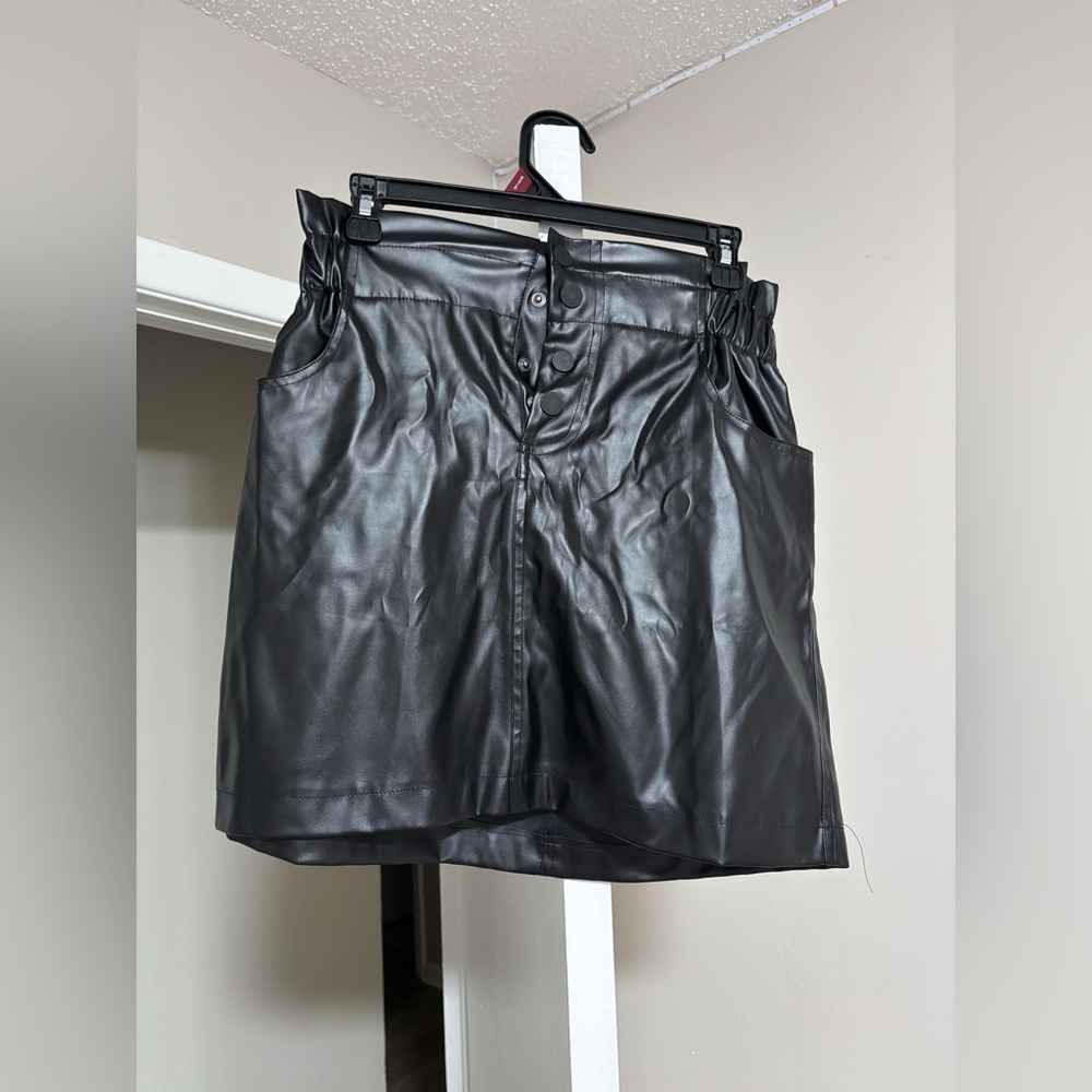 Black Faux Leather Skirt
